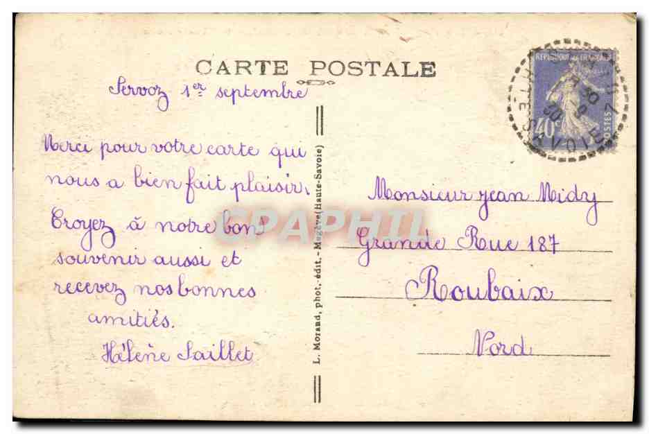 CPA Haute Savoie Servoz et la chaine du Mont Blanc — Verso