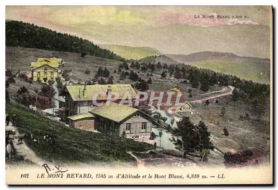 Le Mont Revard, 1545 m. d'Altitude et le Mont Blanc, 4,810 m. — LL