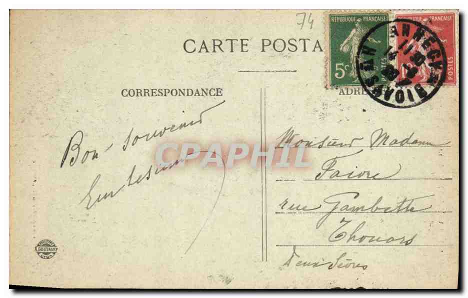 Le Parme'an (1855 m.) — Le Grand Montoir — AD. F. GOUTAMOY, ANGOULEME — Rückseite