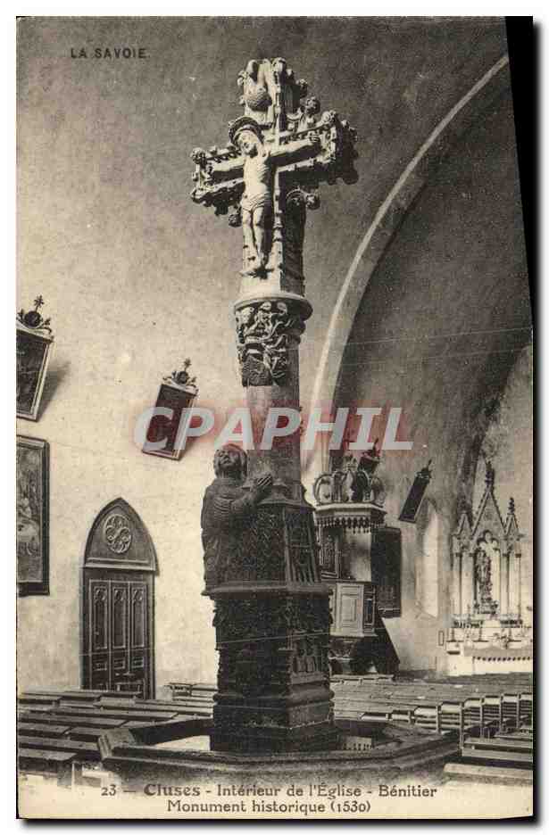 Cluses - Intérieur de l'Église - Bénitier (1830)