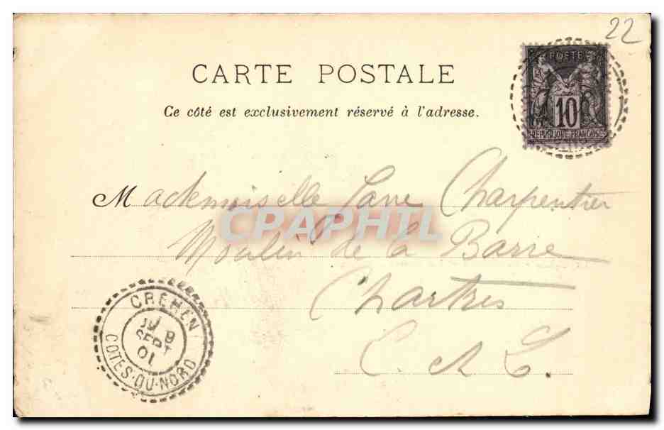 CPA Le Chateau et les Pierres sonnantes Le Guildo — Rückseite