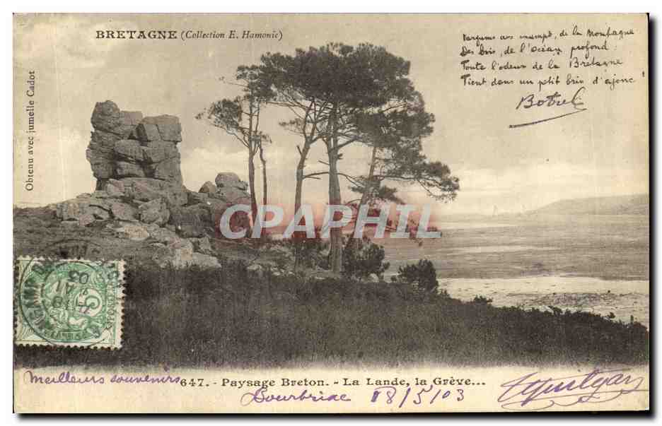La Lande, la Grève — Paysage Breton — Collection E. Hamonic, n°647