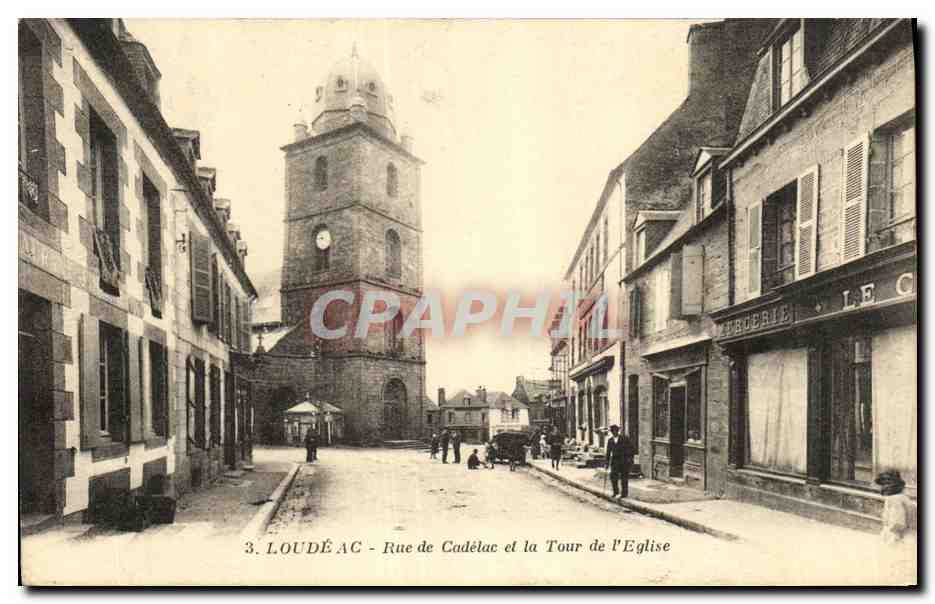 Loudéac - Rue de Cadélac und die Kirchturms — J. Nozaïs, Verlag