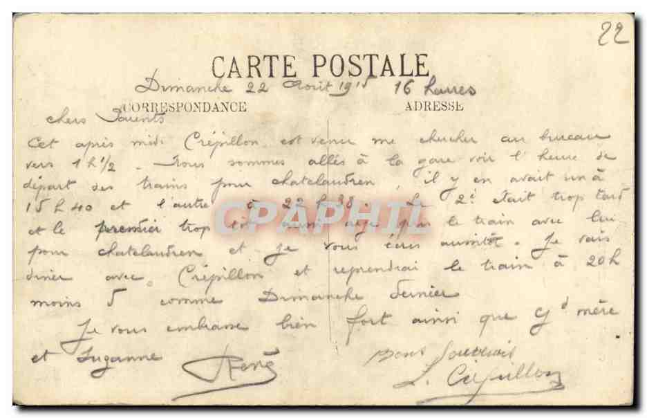 Châtelaudren — La Cascade — Collect. Thiriel Hannon — Verso