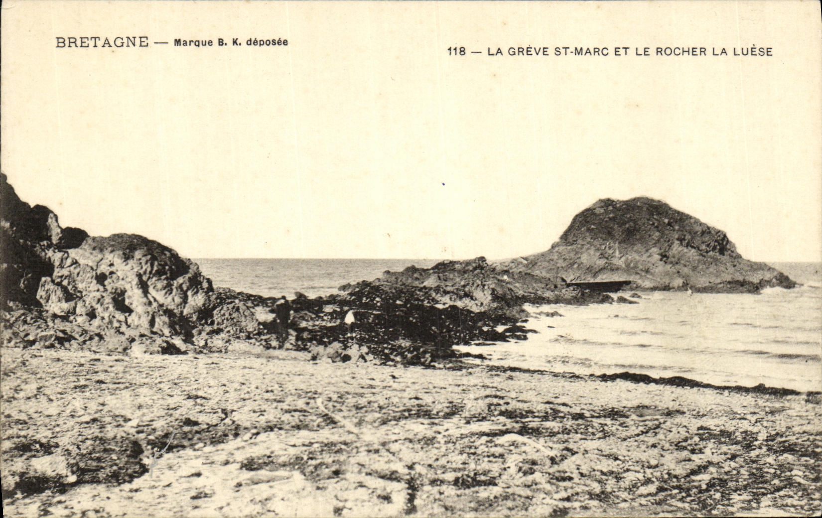 La Grève St-Marc et le Rocher La Luèse — Bretagne — Marque B.K. déposée — n°118
