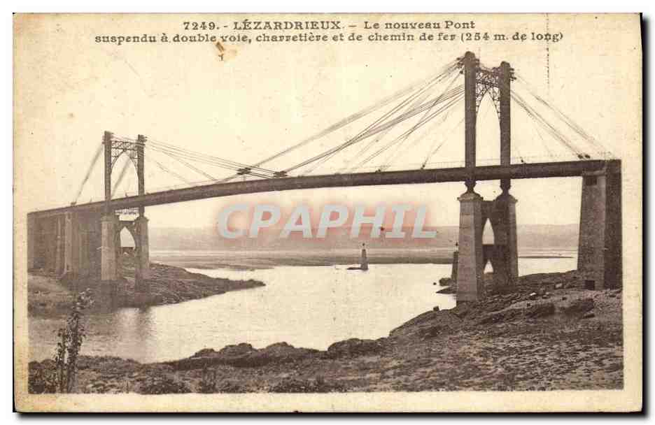 Lézardrieux — Le nouveau Pont suspendu à double voie, charretière et de chemin de fer (254 m. de long) — Éditions d'Art E. Harmonie