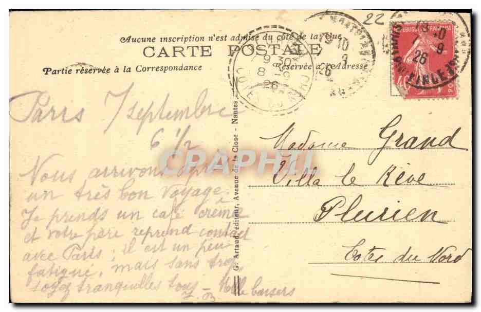 Sables-d'Or-lès-Pins (C.-du-N.) — L'Église de Plurien — G. Arnaud, éditeur, n°44 — Rückseite