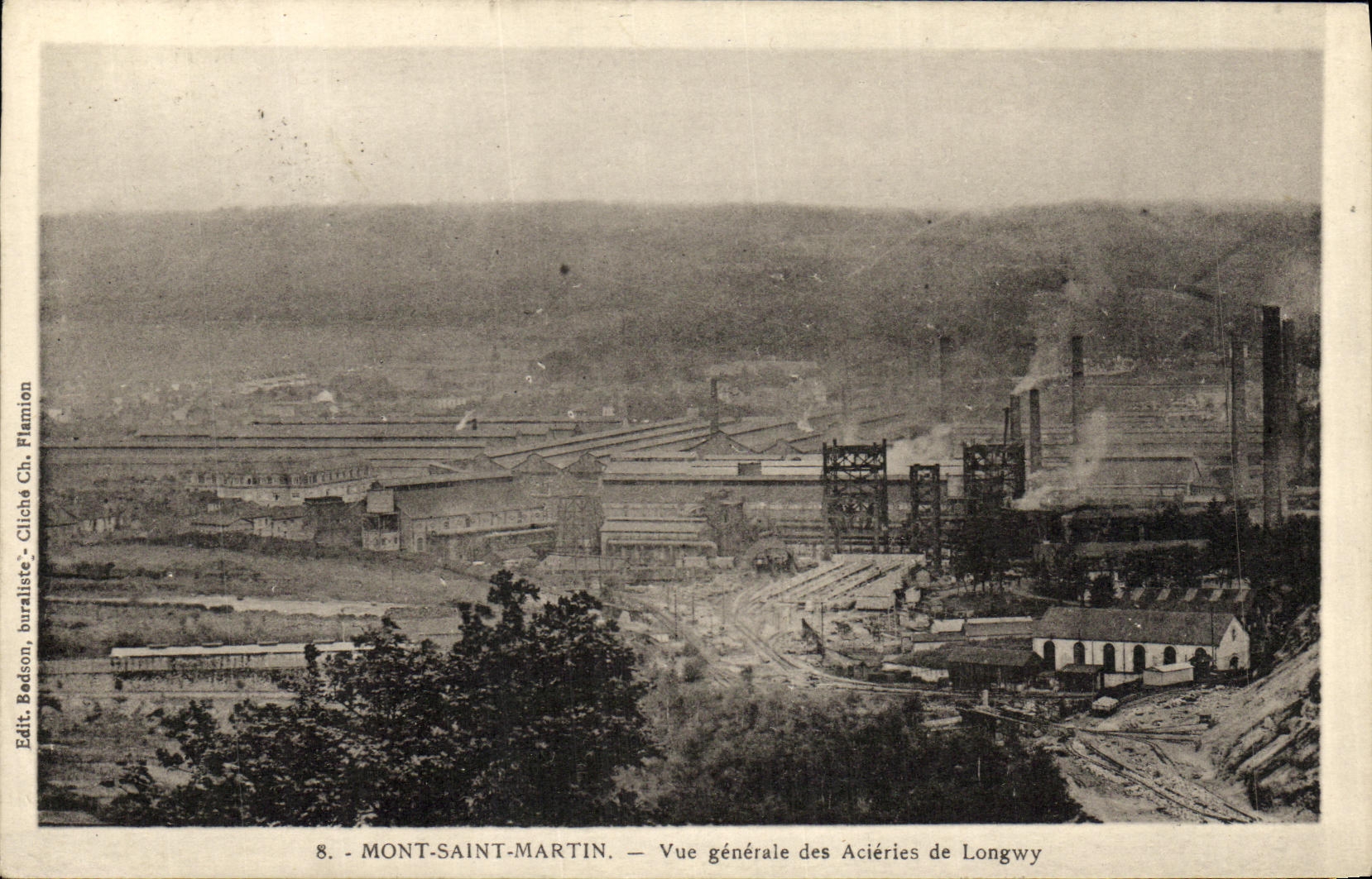 Mont-Saint-Martin — Vue générale des Aciéries de Longwy — Édit. Badson, Cliché Ch. Flamion, n°8