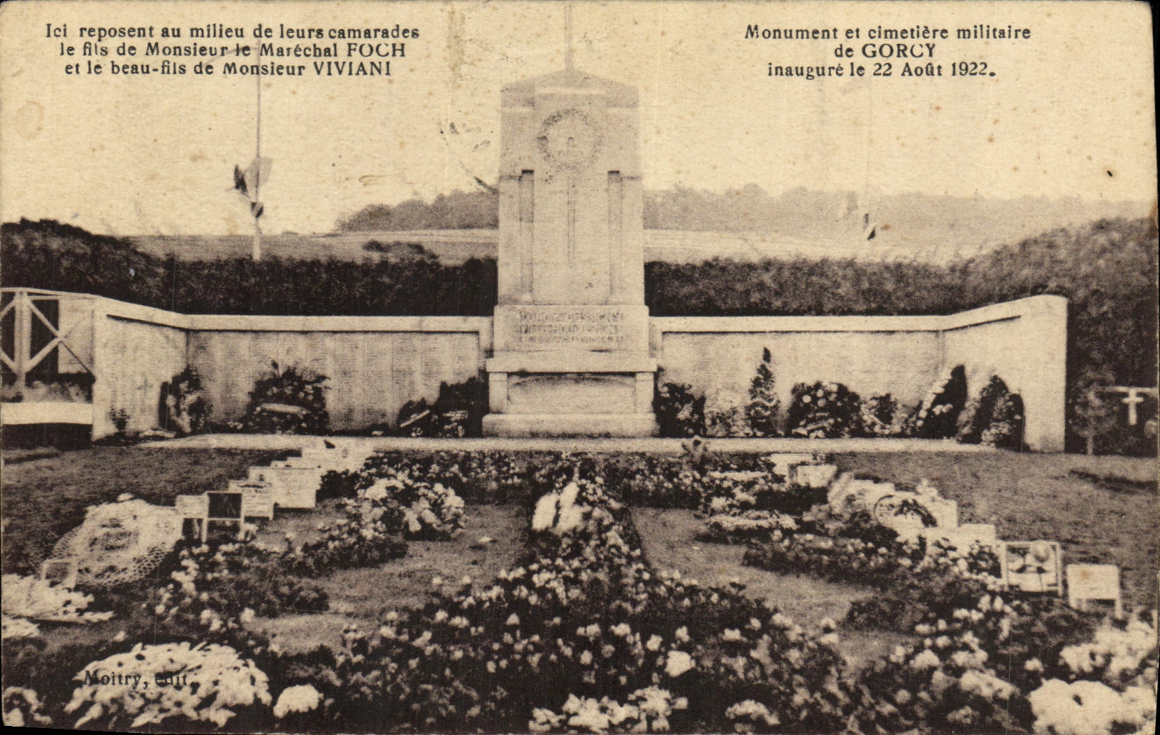 Monument et cimetière militaire de Gorcy — Moitry, culte — inauguré le 22 Août 1922