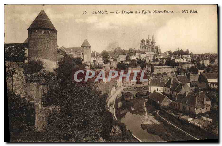 CPA Semur Le Donjon et l Eglise Notre Dame