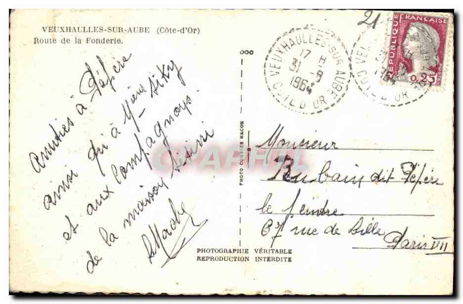 Route de la Fonderie — Veuxhaulles-sur-Aube (Côte-d'Or) — Ciry — Verso