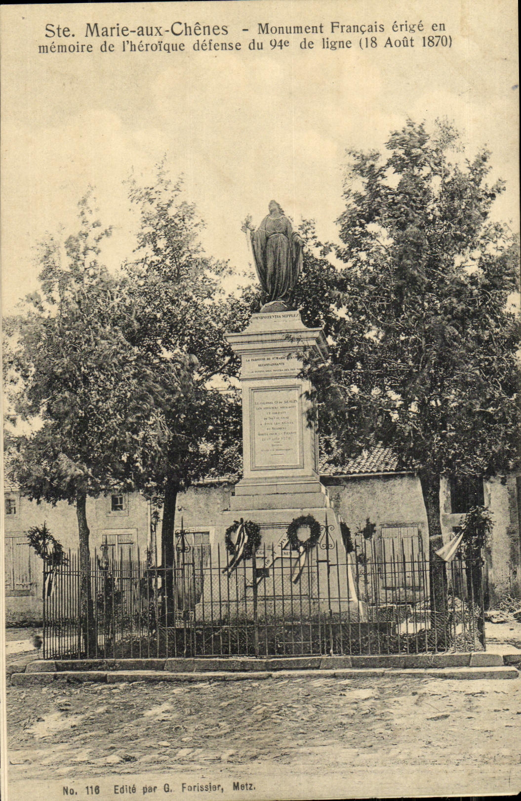 CPA Ste Marie aux Chenes Monument Francais erige en memoire de l heroique defense du 94e de ligne