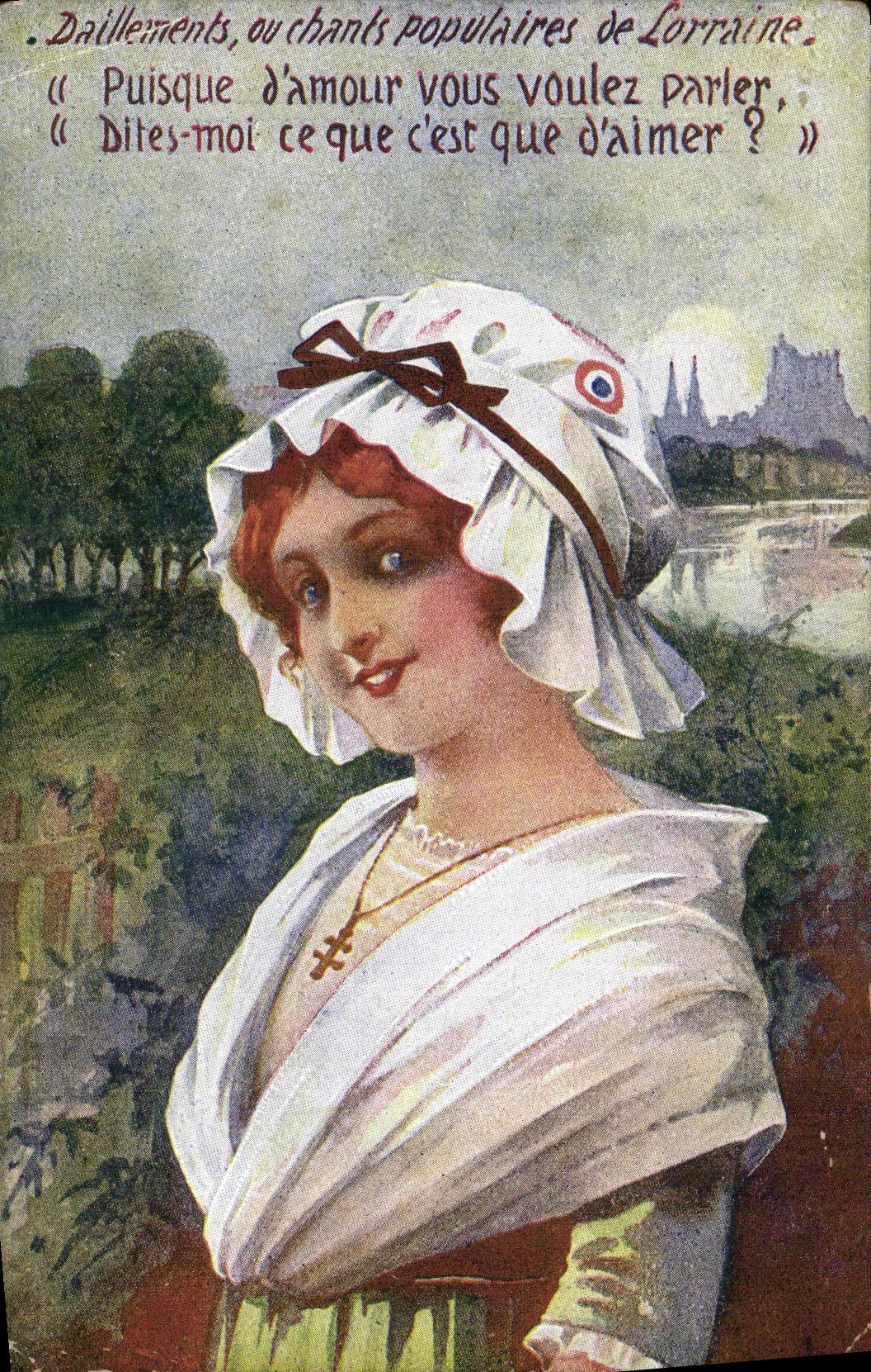 CPA Chants populaires de Lorraine Femme folklore
