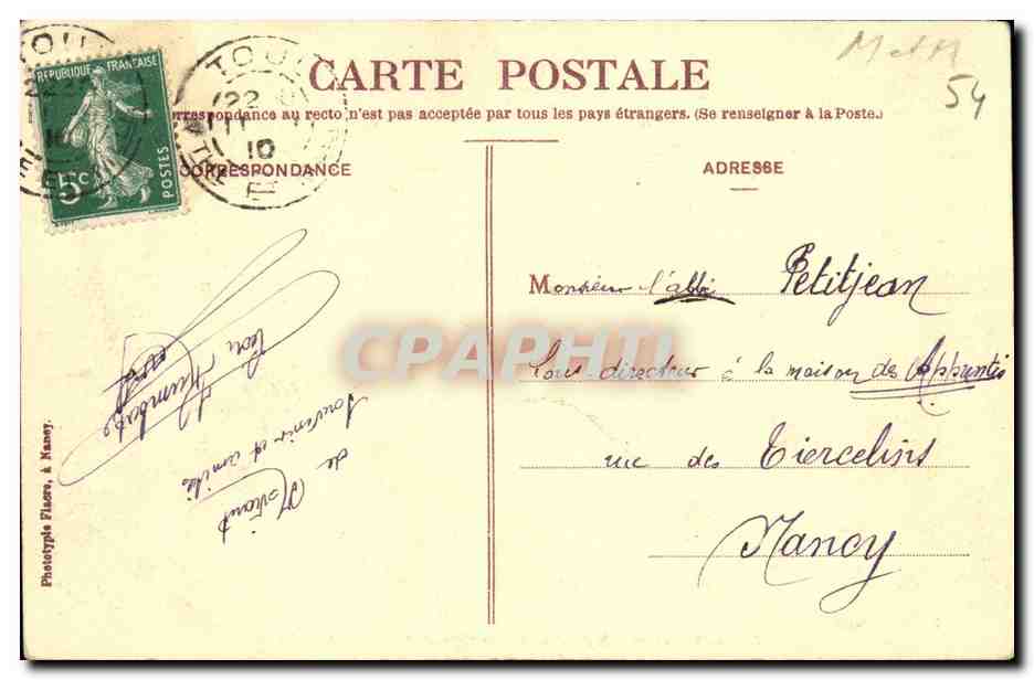 Noviant-aux-Prés — Intérieur de l'Église — Phototype Flaces & Nancy, n°784 — Achterkant