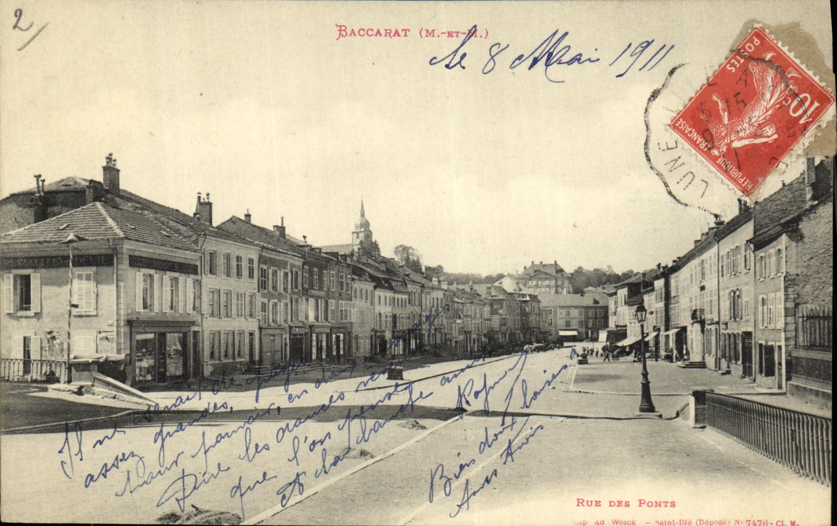 Baccarat (M.-et-M.) — Rue des Ponts — éditeur Ad. Weyck, N° 7478-CL M.