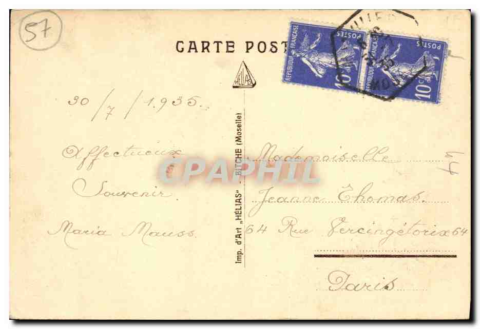 Bitche (Moselle) — Panorama — Imp. d'Art 'HÉLIAS' — Verso