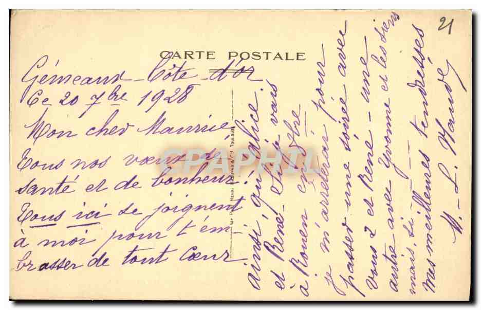 Aignay-le-Duc (Côte-d'Or) — La Portelle et les Roches de la Pèle — Verso