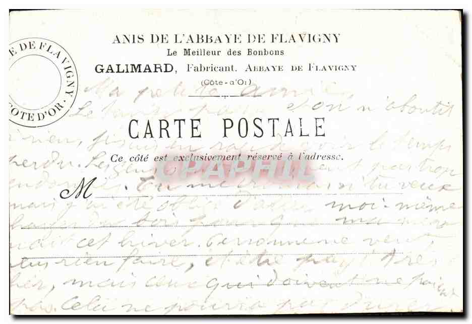 CPA Couvent des Ursulines de Flavigny Maison d education Cote sud Est — Rückseite
