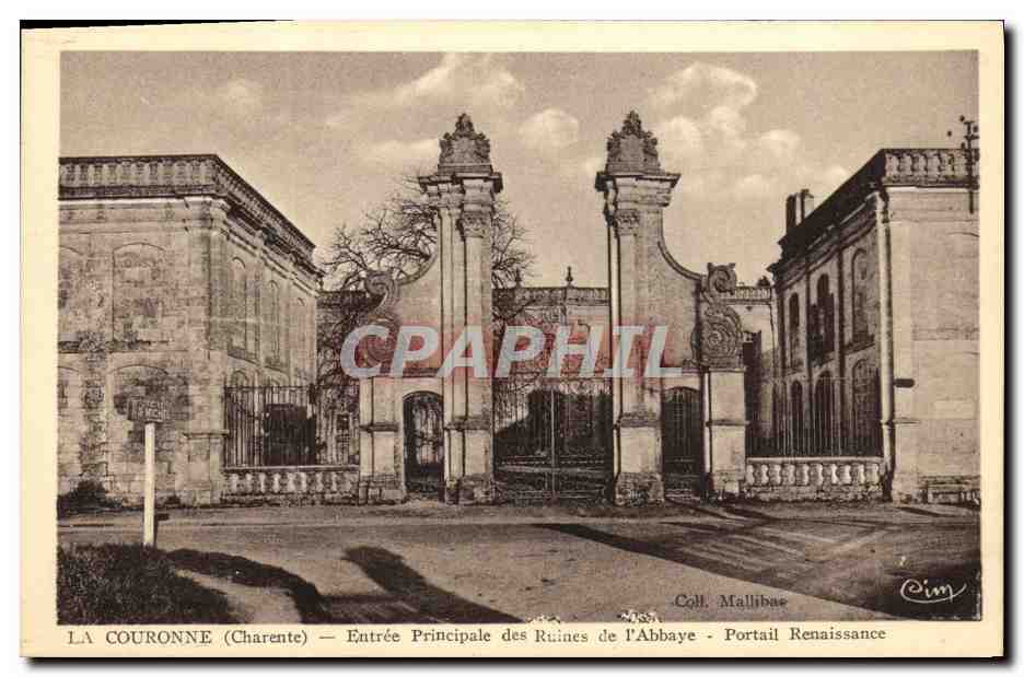 La Couronne (Charente) — Entrée Principale des Ruines de l'Abbaye - Portail Renaissance — Coll. Mallibas