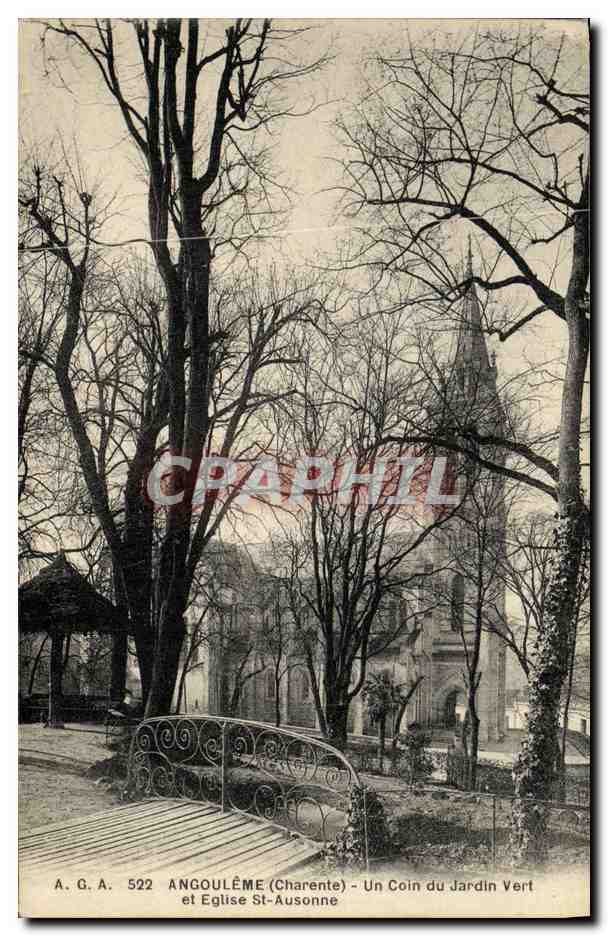 Angoulême (Charente) - Un Coin du Jardin Vert et Église St-Ausonne — A.G.A. 522