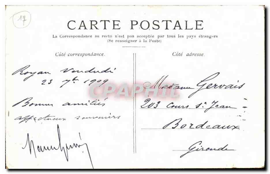 Royan — Les Pierrières, die Perillouse-Lücke — Verlag nicht identifiziert — Rückseite