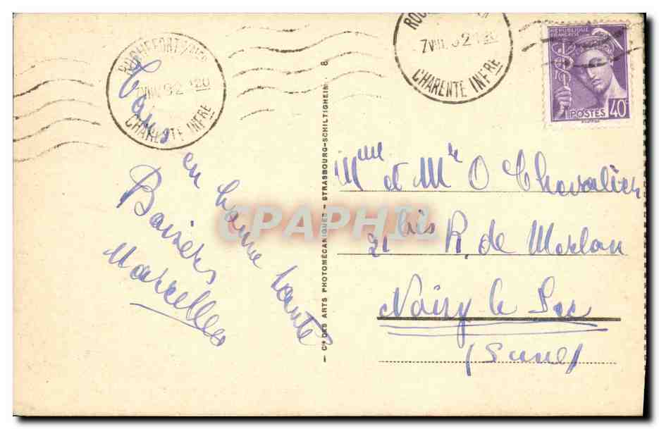 Royan — Un coin de la Grande Conche et l'Hôtel Océanic à Vallières — CP des Arts Photographiques, n°238 — Achterkant