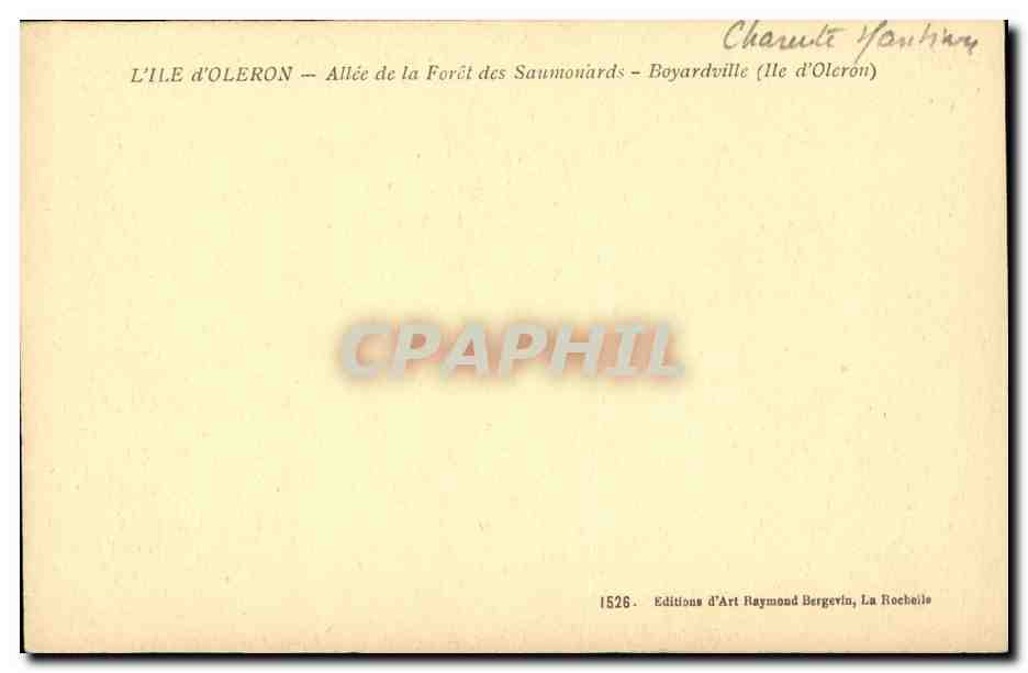 Allée de la Forêt des Saumonards — Boyardville — Éditions d'Art Raymond Bergerin — Rückseite