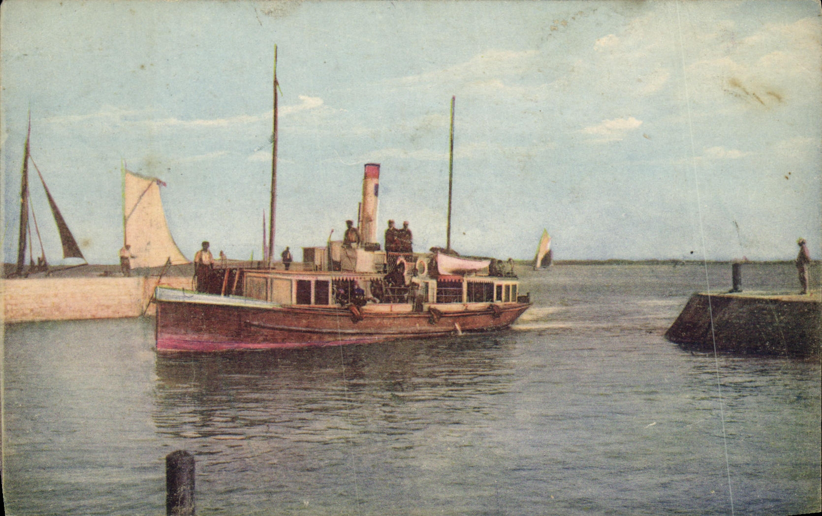 CPA lle d Oleron Le Chateau Entree dans le Port d un petit bateau de la Compagnie Oleronaise 