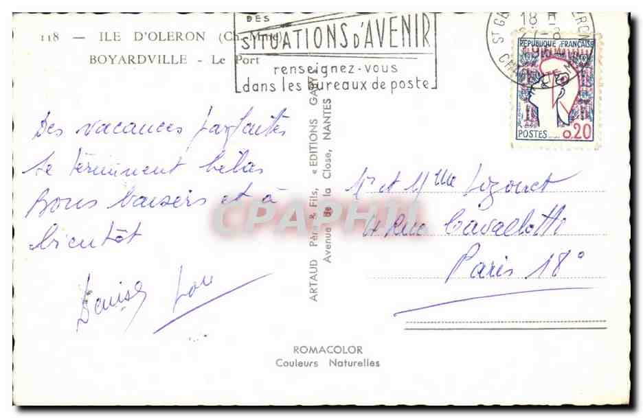 CPM lle d Oleron Boyardville Le Port — Rückseite