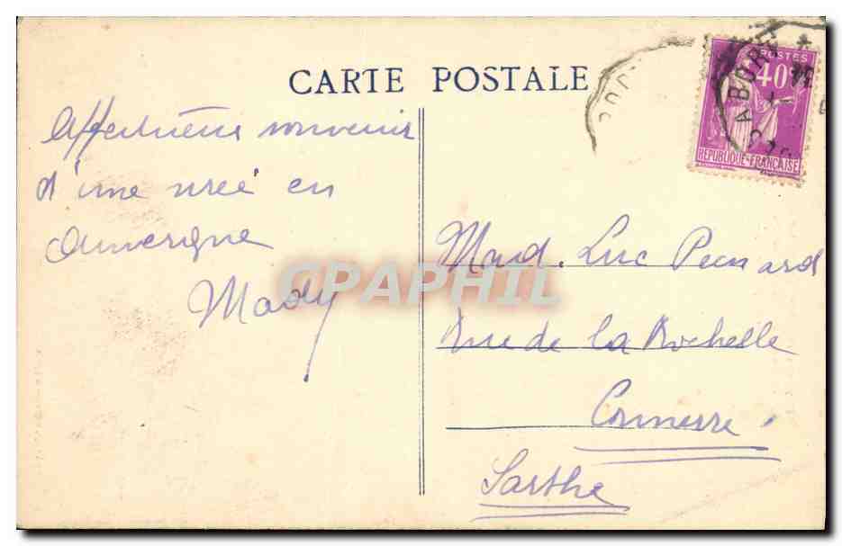 CPA Environs de Riom es Montages La Route de Menet au Pont de la Mort — Rückseite