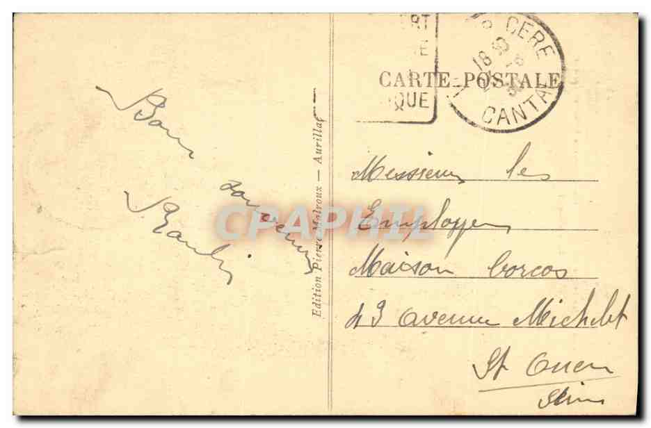CPA L Auvergne Vallee de La Cene Route du Lioran Moutons — Rückseite