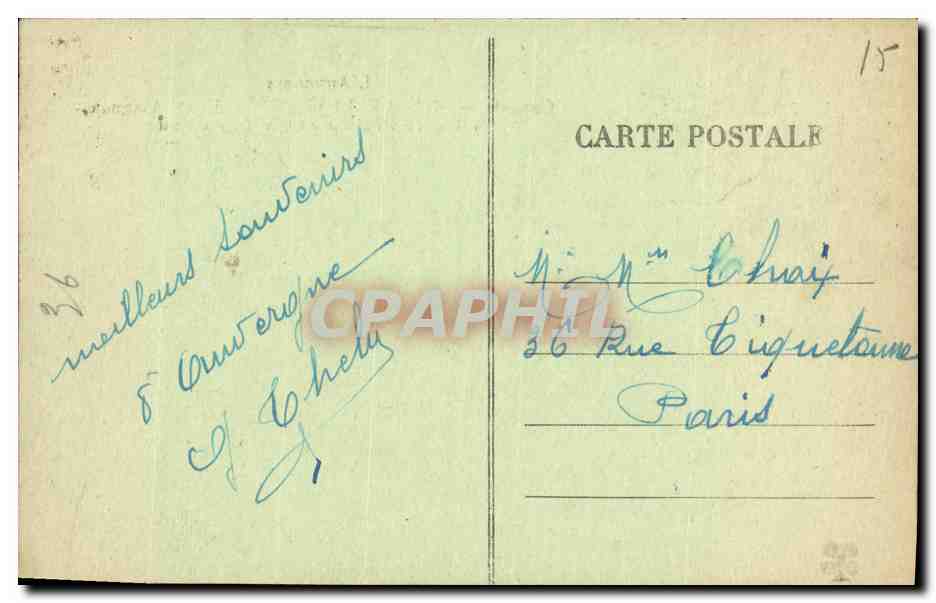 CPA Cantal Le Lioran Font Alagnon le Col de Rombiere et le Puy Griou — Rückseite