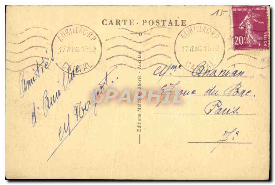 CPA Rocher de Marquoil Valle de Mandailles — Verso