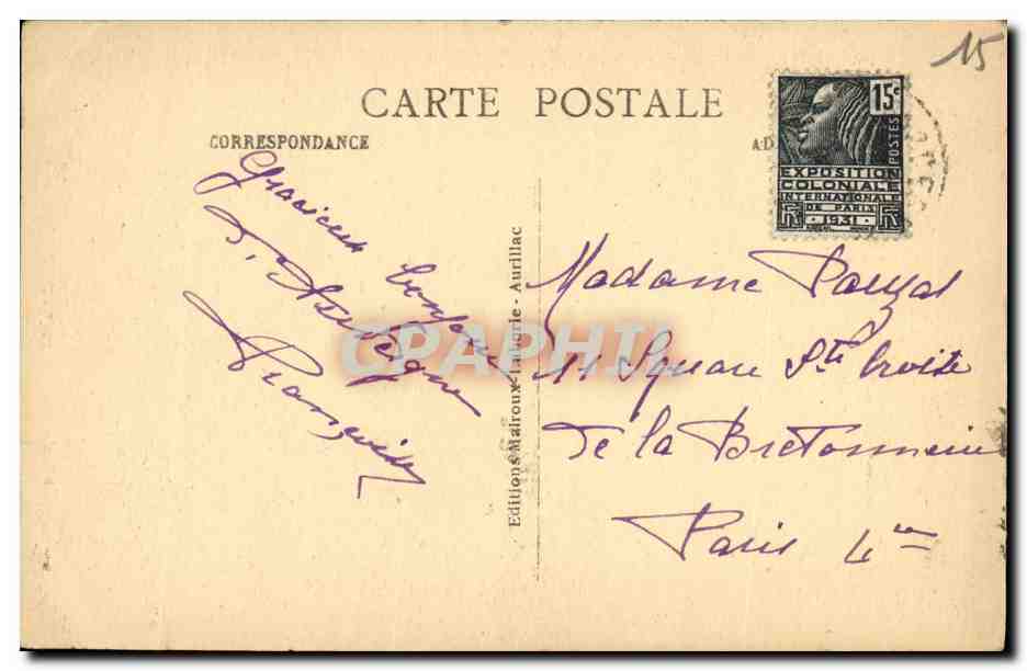 CPA Le Cantal Pittoresque Sur la Route du Puy Mary Automobile — Back