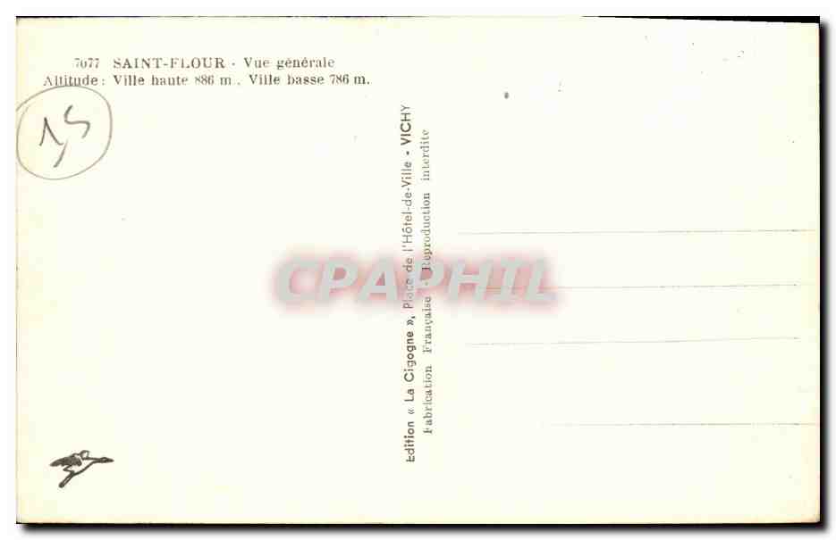 CPA Saint Flour Vue Generale Ville Haute  — Verso