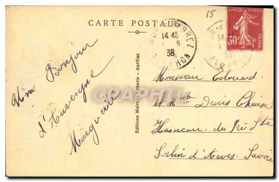 CPA Aurillac Place Monthyon — Rückseite