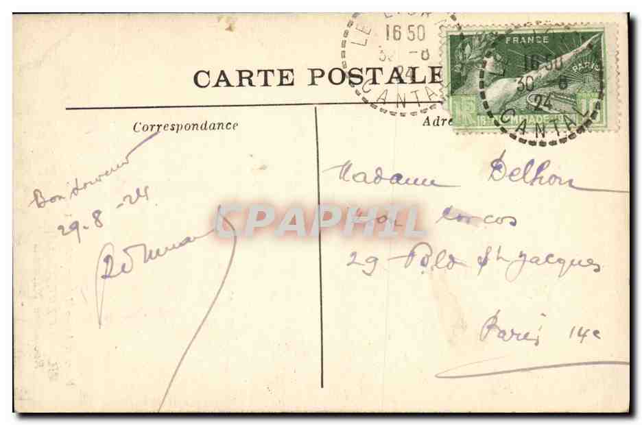 CPA Cantal Vic sur Cere Rocher de Maisonne — Rückseite