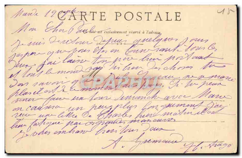 CPA Cantal Vic sur Cere Rocher de Muret — Verso