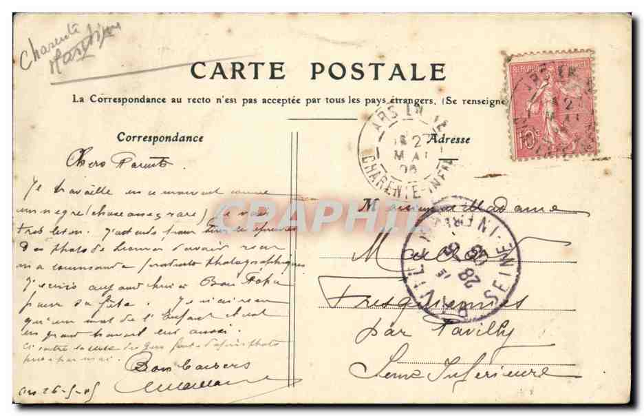 CPA Ars Naufrage du Quatre Mats Gers 16 au 17 janvier 1905 Sauvetage de l equipage par le vapeur Georgette — Back