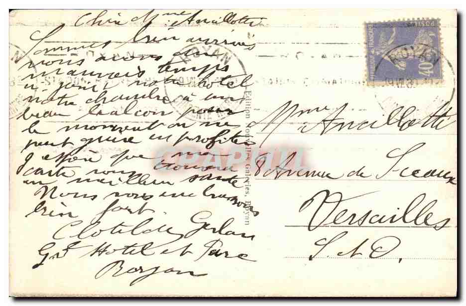 CPA Royan Le Grand Hotel et du Parc — Rückseite