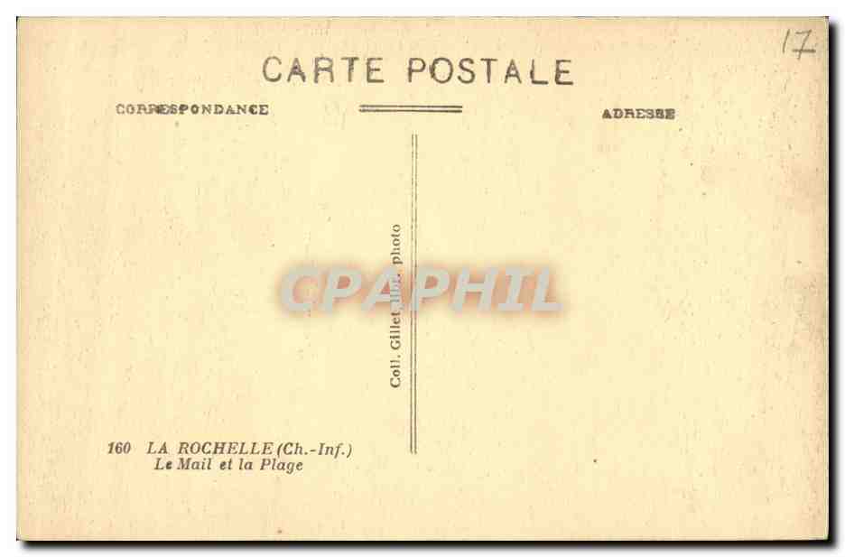 La Rochelle — Le Mail et la Plage — Coll. Gillet, photo — Rückseite