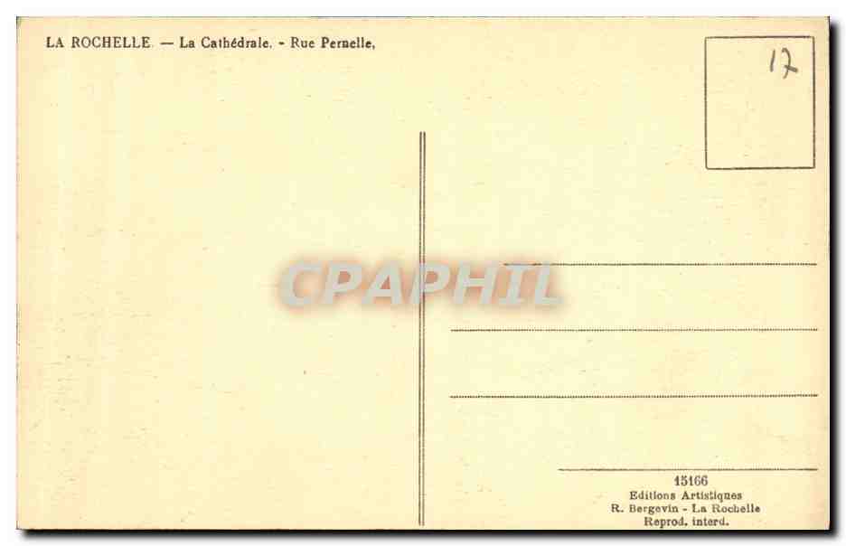 CPA La Rochelle La Cathedrale Rue Pernelle — Verso