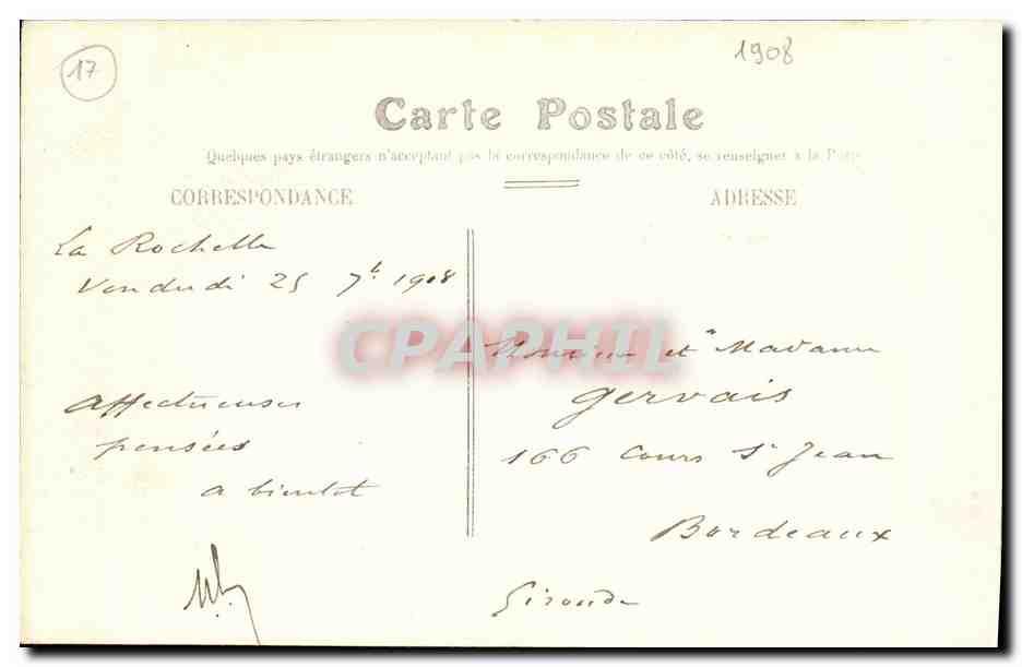 CPA La Rochelle Le Jardin des Plantes — Verso
