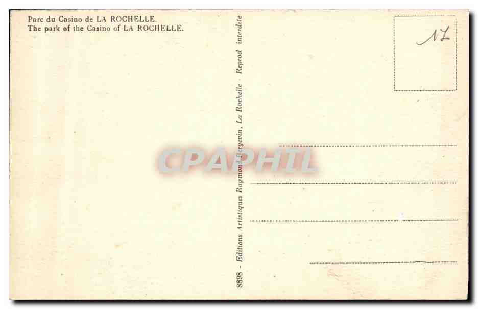 Parc du Casino de LA ROCHELLE — vue avec arbre et bateau — Ramuntocho — Rückseite