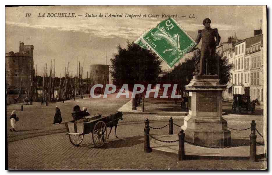 La Rochelle — Statue de l'Amiral Duperré et Cours Richard — LL, n°10