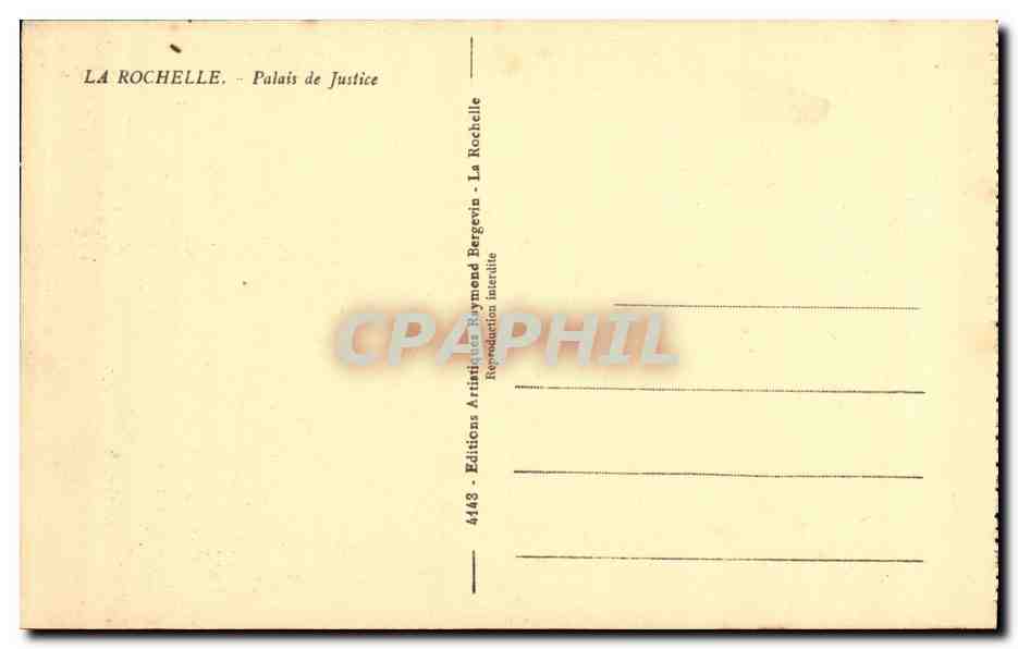 La Rochelle - Palais de Justice — Éditions Artistic Bernard Bergevin, n° 4148 — Rückseite