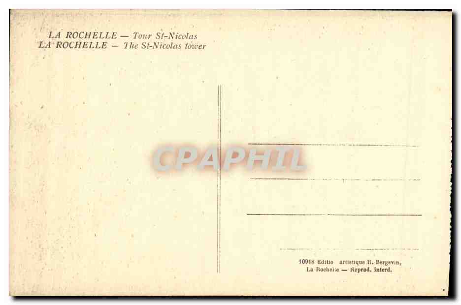 CPA La Rochelle Tour St Nicolas Bateau Patrie — Verso
