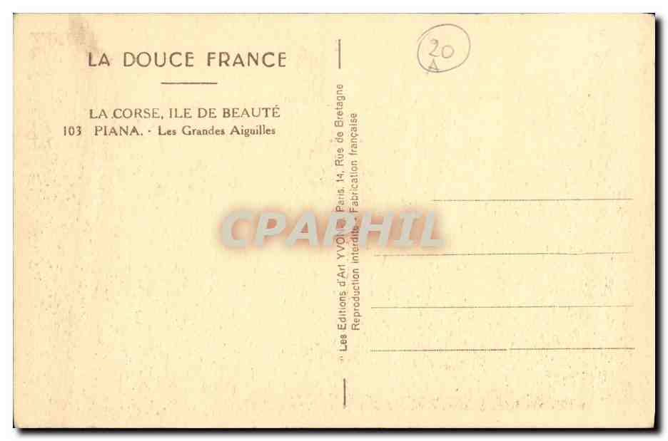 Les Grandes Aiguilles — Corse — Éditions d'Art YVOL, n°103 — Reverso