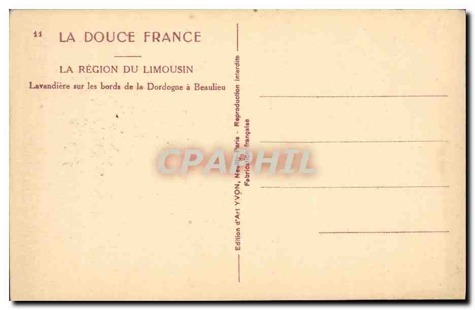 CPA La Region Du Limousin Lavandiere sur les bords de la Dordogne a Beaulieu  — Rückseite