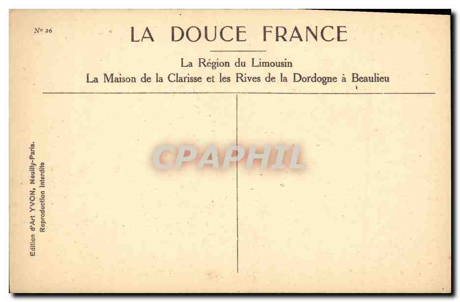 CPA Region du Limousin Maison de la Clarisse et les rives de la Dordogne a Beaulieu — Rückseite